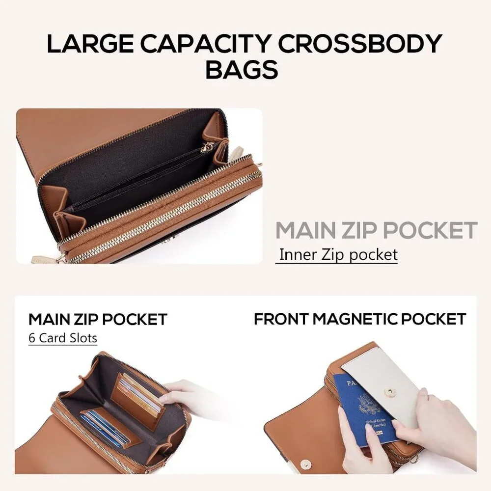 Small PU Leather Crossbody Bag for Women with Card Slots Lightweight Compact